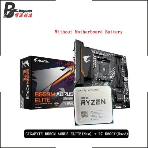 AMD Ryzen 7 5800X R7 5800X Original Used CPU + GA B550M AORUS ELITE New Motherboard Suit Socket AM4 All new but without cooler
