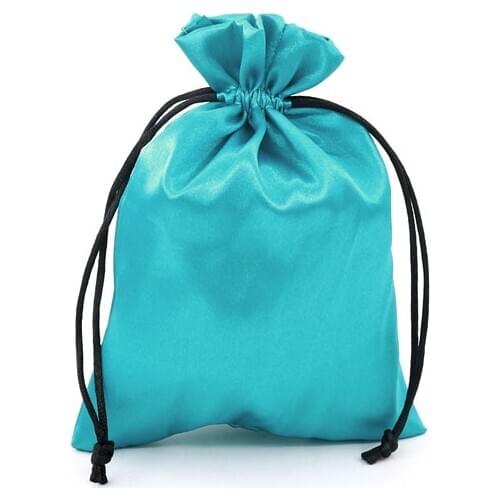 10pcs/lot 9x12 8x10cm Lake Blue Satin Bags Small Drawstring Gift Bag Pouches Can Custom Bracelet Earrings Jewelry Packaging Bags