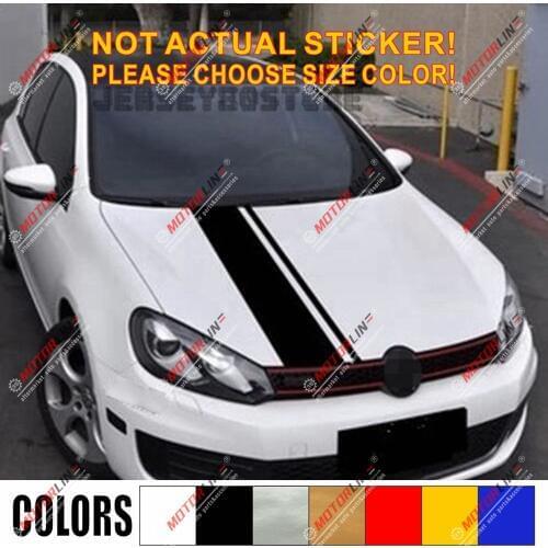 Car Hood Stripes 25cm x 130cm + WRC Sport Racing Decal Sticker pick color