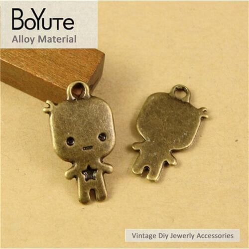 BoYuTe (50 Pieces /lot) 24*13MM Vintage Kids Charms Zinc Alloy Metal Pendant Charms for Jewelry Making fit Diy Necklace Bracelet
