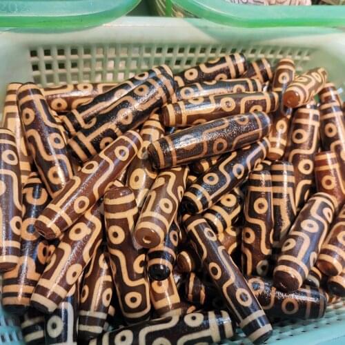 1Pcs beads for jewelry making real picture Tibet weathered high oil patina agate 9-eye dzi ivory yellow brown high quality