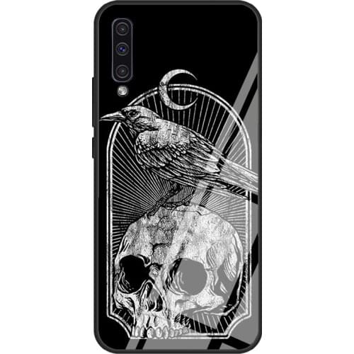 Skull Goth Gothic Occult Satanic Skeleton Tempered Glass Case For Samsung A52 A12 A32 A42 A72 A31 A51 A71 A40 A50 A70 A20e A21S