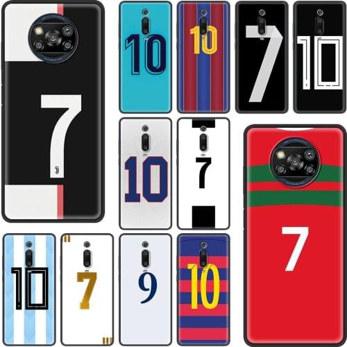 FootBall Number 7 Case For Xiaomi Mi Poco X3 NFC 9T Note 10 Lite 10T Pro 5G CC9 CC9e 9 SE Black Back Phone Cover Soft Funda Sac