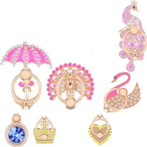 360 Degree Mobile Phone Stand Holder Clover For Huawei All Phone Finger Ring Mobile Smartphone Phone Holder Stand Diamond