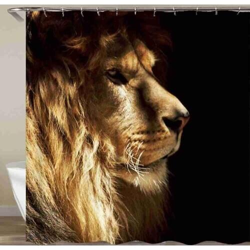 Wild Animals Shower Curtain Lion Tiger Leopard Bathroom Curtain Waterproof Fabric With Hook 72x72 Inch