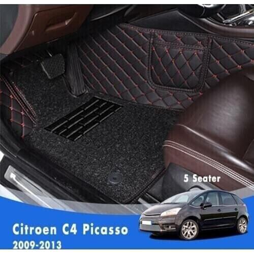 For Citroen C4 Picasso 5 Seats 2013 2012 2011 2010 2009 Luxury Double Layer Wire Loop Car Floor Mats Carpets Auto Floorliners
