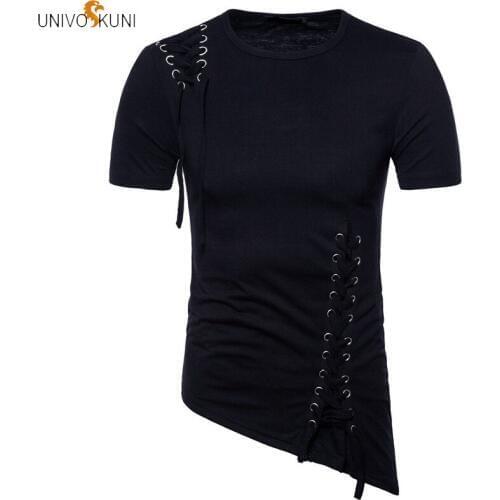 UNIVOS KUNI Summer Fashion T-shirt Short Sleeve T-shirt Casual Men Fit Slim Men T-shirts Leisure Solid Male T-shirt Q578