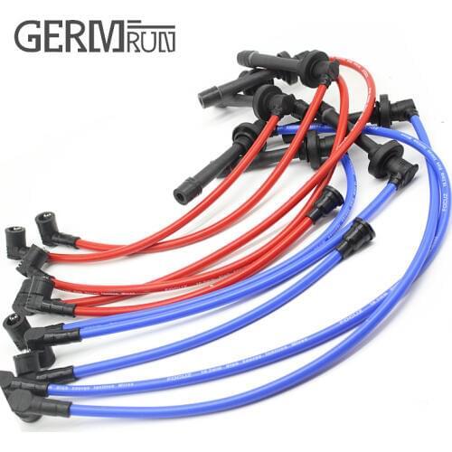 RACING SPARK PLUG WIRE FOR 1990-2002 HOND@ @CCORD L4 LX DX EX TRIPLE CORE BULE/RED