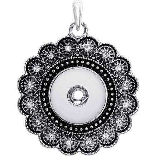 Hot Sale Rhinestone 136 Round 18mm Snap Button Necklace Pendant Necklace For Women Charm Interchangeable jewelry gift