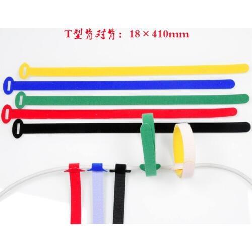 Hot Sale 50PCS/Lot 18*410mm Releasable Colorful Back to Back Nylon Cable Ties Hook Loop Magic Tape Sticks Fastener Belting