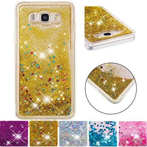 J76 Glitter Cover for Samsung Galaxy J7 2016 Cute Bling Liquid Quicksand Silicone Fitted Phone Case SM-J710F/DS SM-J710FN/DS