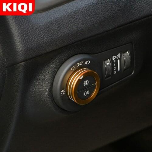 KIQI Aluminum Alloy Headlight Switch Button Cover Trim for Jeep Renegade 2014 - 2021 Head Lights Adjustment Circle Sticker
