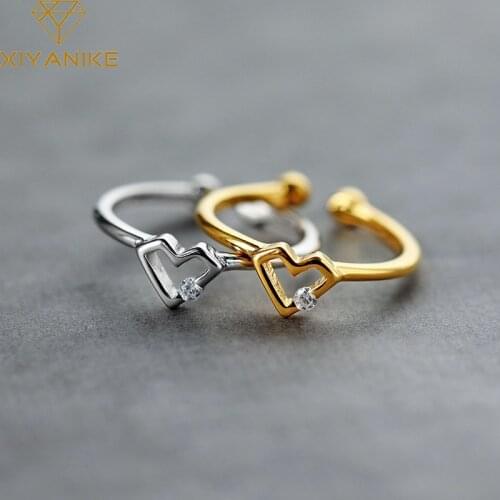 XIYANIKE 925 Sterling Silver Diamond Hollow Love Heart Ring For Girls Sweet Romantic Wedding Jewelry Opening Кольцо Wholesale
