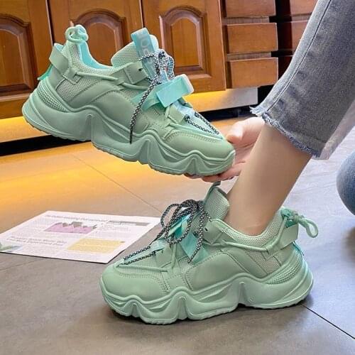 Chunky Sneakers Women New Macaron Color Platform Shoes Female Fashion High-Quality Casual Shoes Breathable Comfortable Mujer