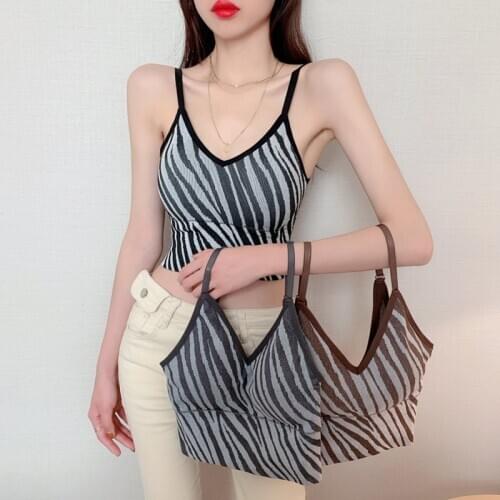 Summer 2021 Newest Arrivals Fashion Hot Women Sleeveless Tops Casual Zebra Pattern Crop Tops Female Sexy Tanks Camis