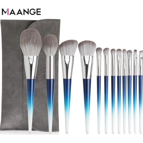 MAANGE 12pcs High Quality Makeup Brushes Set Large Loose Powder Foundation Highlight Contour EyeShadow Eyebrow Soft Hair Brushes