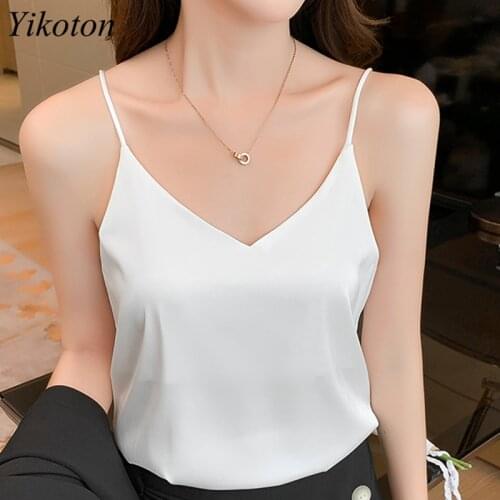White Camis Womens Clothing Sexy Tank Top V-Neck Camisole Summer Women Loose Bottoming Sexy Off-Shoulder Sleeveless Tanks Tops