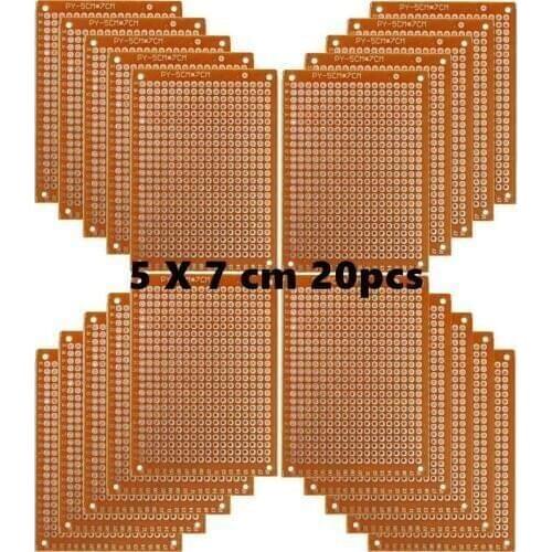 Copper Perfboard 20 PCS Paper Composite PCB Boards (5 cm x 7 cm) Universal Breadboard Single Sided Printed Circuit Board