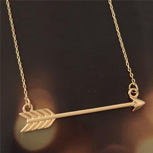 Trendy Gold Color Plating Cherub Arrow Pendant Necklace For Women Girl Elegant Gorgeous Romantic Jewelry Accessory