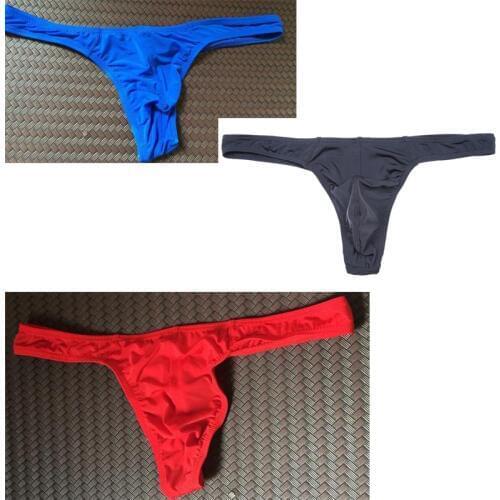 Men Jockstrap Ice-silk Soft Underwear G-Strings & Thongs Sexy Gay Penis pouch bikini buttocks Hollow thong men underwear