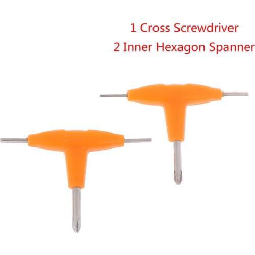 2pcs T-type 3 In 1 Screwdriver Electronic Cigarette Vape Accessories Cross Flat Screw Driver Inner Hexagon Spanner