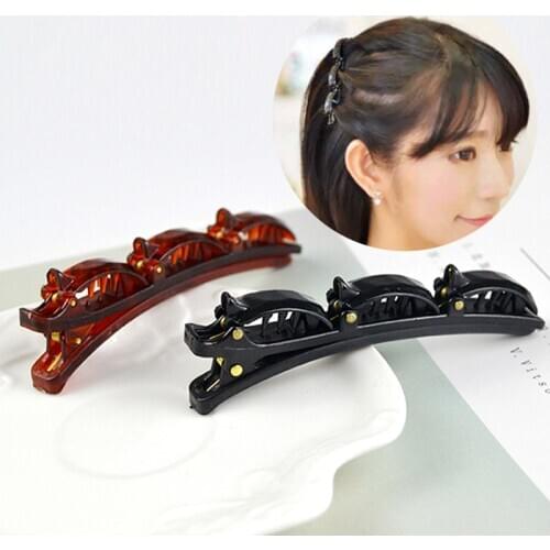 New Fashion Double Bangs Clip Creative Plastic Hair Clipper For Women Black Hairpin Woven Cool Hair Shape Style Accessories Tool