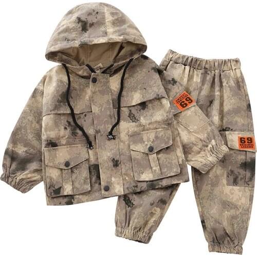 New Spring Autumn Children Clothes Baby Boys' Clothing Sets Hooded Long-sleeved Two-piece Suit
