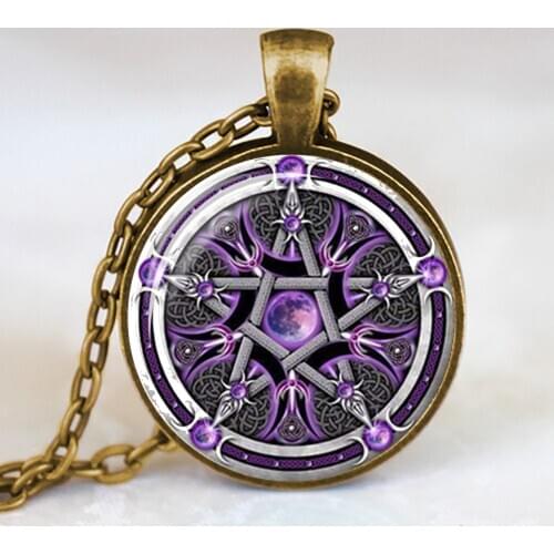 Occult Satanic Star Symbols The Inverted Star Signs Inverted Pentagram Satanic Pentagram Dome Glass Statement Necklace Jewelry