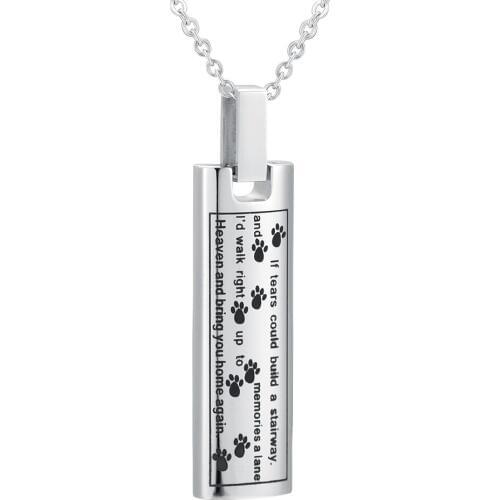 IJD9137 10Pcs/lot Pet Urn Necklace Dog/Cat Paw Cremation Jewelry Keepsake Memorial Stainless Steel Ash Pendant Necklace Charm