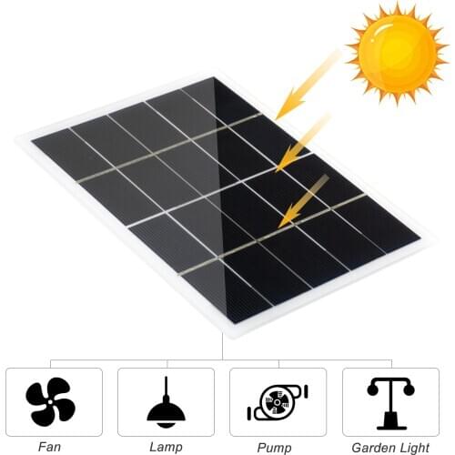 3W 5V Solar Panel Polycrystalline Silicon Solar Cell DIY Waterproof Camping Portable Power Solar Panel Compatible for Garden