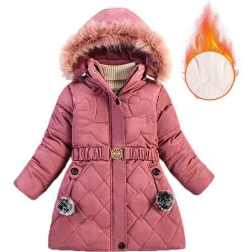 LZH Childrens Outerwear Coat For Girls Parkas Winter Thicken Cotton Long Down Jacket For Kids Fur Hooded Clothes 4 5 6 7 year