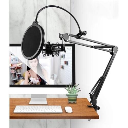 Condenser Microphone Mic Suspension Arm Stand and Table Mounting Clamp Kit 77HA