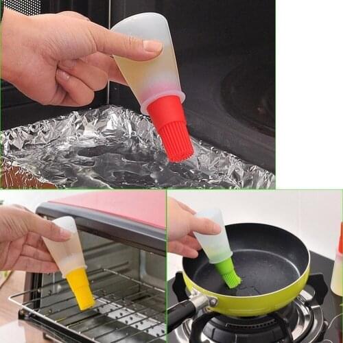 Portable Silicone Oil Bottle With Brush Baking BBQ Basting Brush Pastry Oil Brush Kitchen Baking Honey Oil barbecue Tool Gadgets