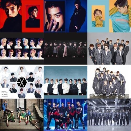 EXO Posters Kpop Wall Posters Clear Image Glossy Paper Livingroom Decoration Bar Paper Prints free shipping