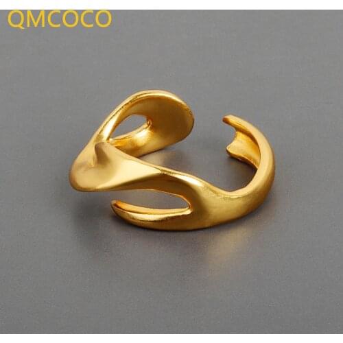 QMCOCO Personality Special-Shaped Opening Adjustable Ring Women Fashion Simple INS Women Party Jewelry Gifts