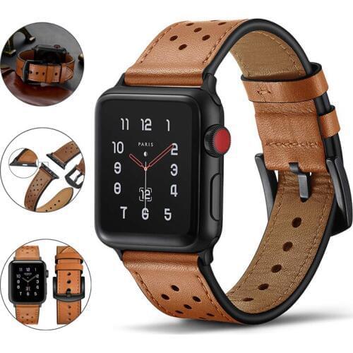 Leather Watch Band For Apple Watch 4 44mm 42mm Bands iwatch Series 1 2 3 Sports Replacement Strap Dressy Classi