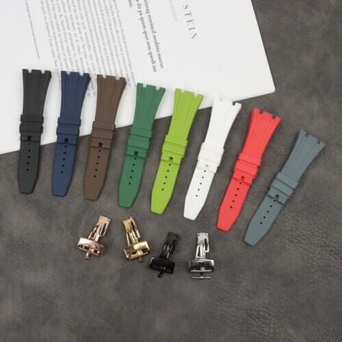 Folding Buckle 26mm Nature Silicone Rubber Watchband for AP Strap for Audemars And Piguet watch band 15400/26470/15703