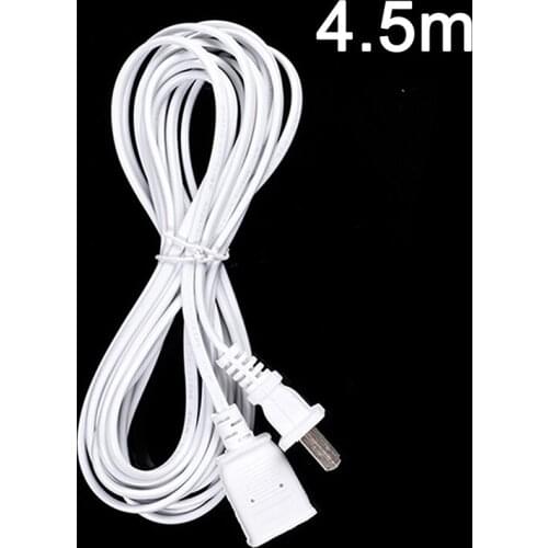 4.5m AC Power Cord White Black Line With On/Off Switch Button Cables Wire Two-pin US Plug Cable Extension Cords EU Type Adapter