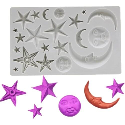 Star Moon Sun Face Silicone Mold Diy Fondant Chocolate Pudding Cake Decoration Mold Mothers Day Handmade Crafts Mold Gift For M