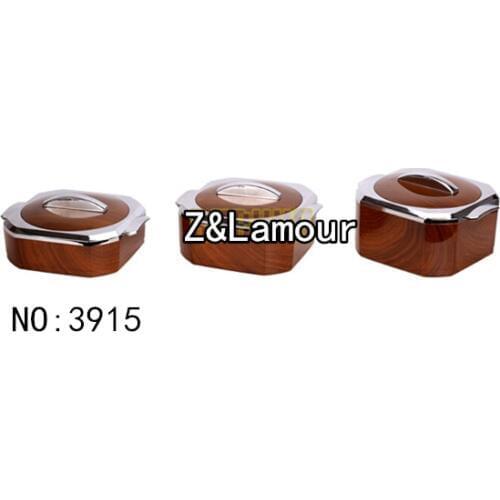ABS Thermal Food Container 3 Pieces a set Storage Boxes Rectangular wood color insulation box