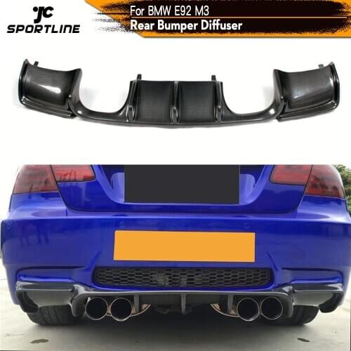 Carbon Fiber / Black FRP Car Rear Bumper Guard Lip Diffuser Spoiler for BMW E92 M3 2007 - 2013