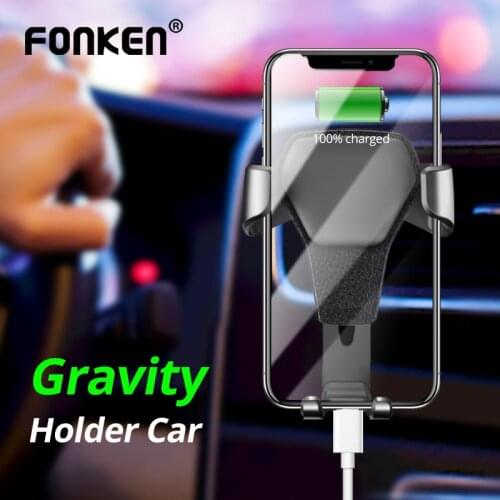 Universal Car Phone Holder For Mobile Phone Leather Gravity Car Bracket Air Vent Mount GPS Support Clip Stand For iphone 11 XS X