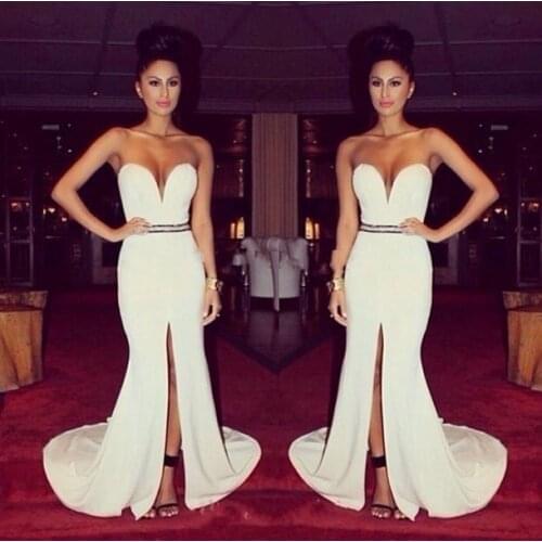 Mermaid prom evening gown 2020 beading sexy sweetheart vestidos de festa party gown side slit