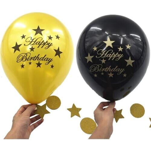 12pcs Rose Gold Black Happy Birthday Balloons Helium Latex Balloon Birthday Party Decorations Kids Baby Shower Party Balloon Toy
