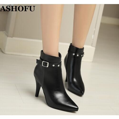 ASHIOFU New MLL-A-3 Womens High Heels Boots Wedding Party Crystals Party Ankle Booties Real Photos Evening Fashion Winter Boots