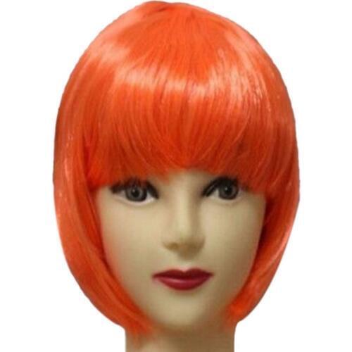 Women Short BOB Hair Wig Straight Bangs Cosplay Party Stage Show For Women With Baby Hair 13 Colors