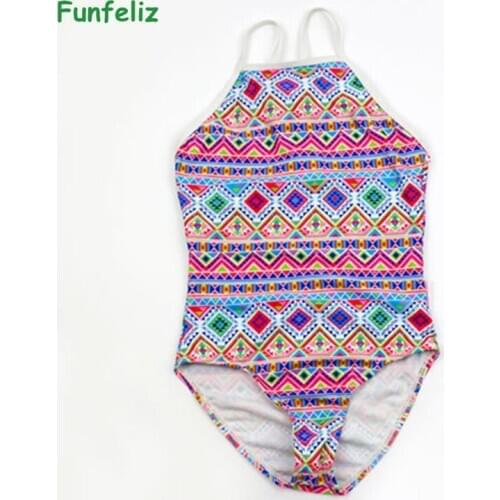 Girls swimwear 3-14 Years Print One Piece Swimsuit for Children Strap Teenage Girl Sport Bathing Suits