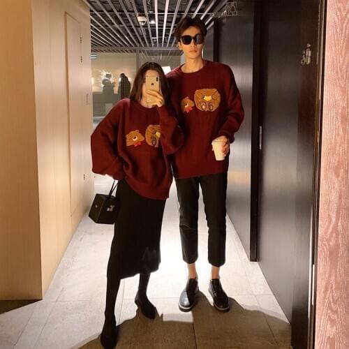 2020 Bear Sleeve Sweater Womens Korean Version Loose Knit Bottom Wear