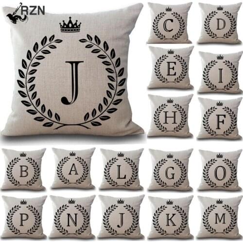 1Pcs Crown Letter 43*43cm Cotton Linen Throw Pillow Cushion Cover Car Home Decoration Sofa Decor Decorative Pillowcase 40166