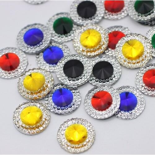 14mm Mix Color Round Silver Flatback Crystal Stones Non Hotfix Scrapbook Strass for DIY Craft Non Sew on Rhinestoness
